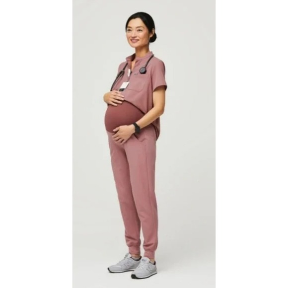 FIGS Zamora Maternity Scrub Pants Women's Small MNM Mauve Joggers Medical - Picture 1 of 7